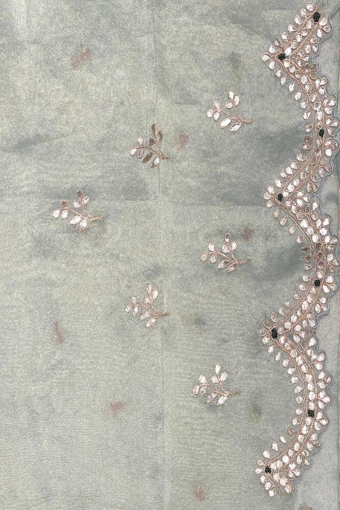 Soft Firozi Blue Soft Tissue Silk Embroidery Saree With Unstiched Blouse