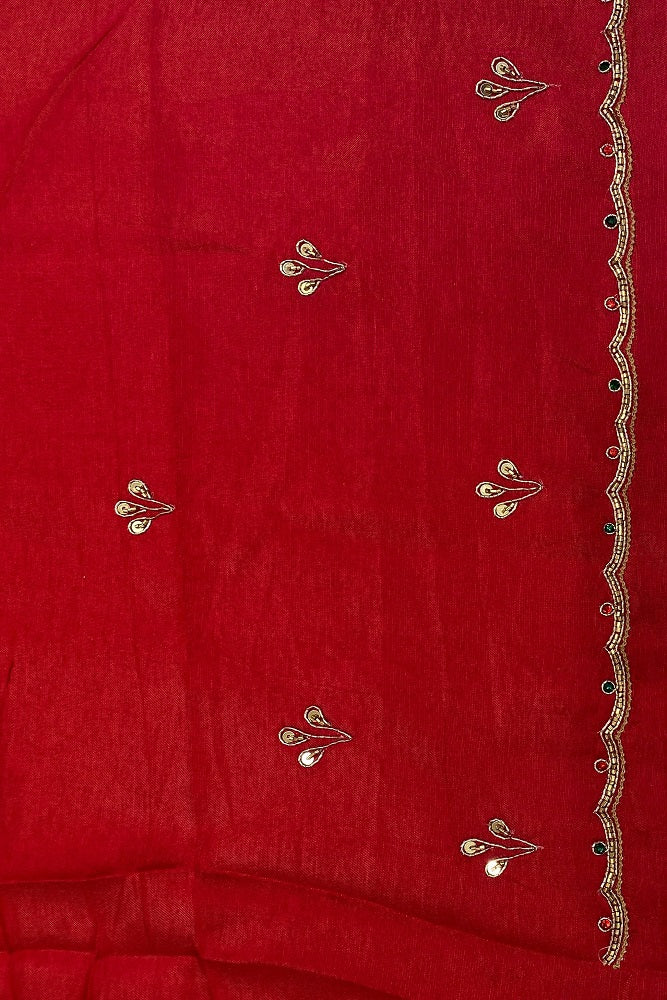 Offwhite Tissue Silk Embroidery Saree, With Unstiched Blouse