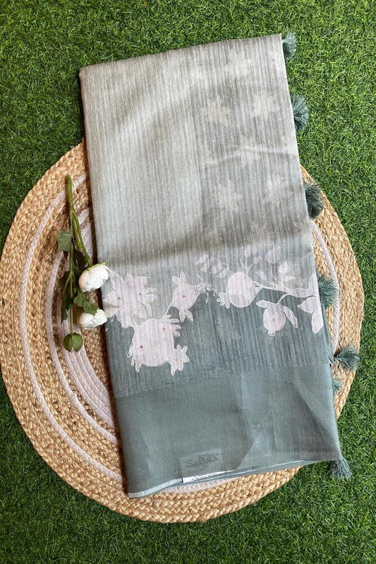 Grey Budget Friendly Ghicha Tussar Saree, With Unstiched Blouse