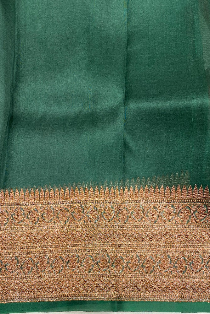 Red Kora Banarasi Silk Saree, With Unstiched Blouse