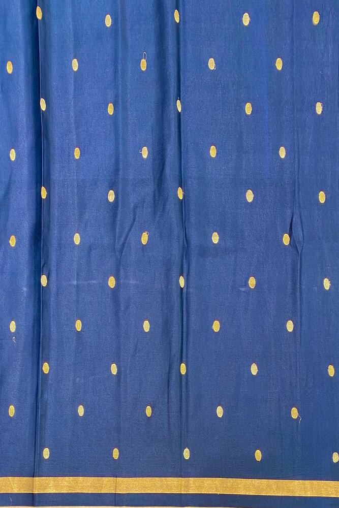 Deep Blue Mashru Silk Banarasi Handloom Saree, With Unstiched Blouse