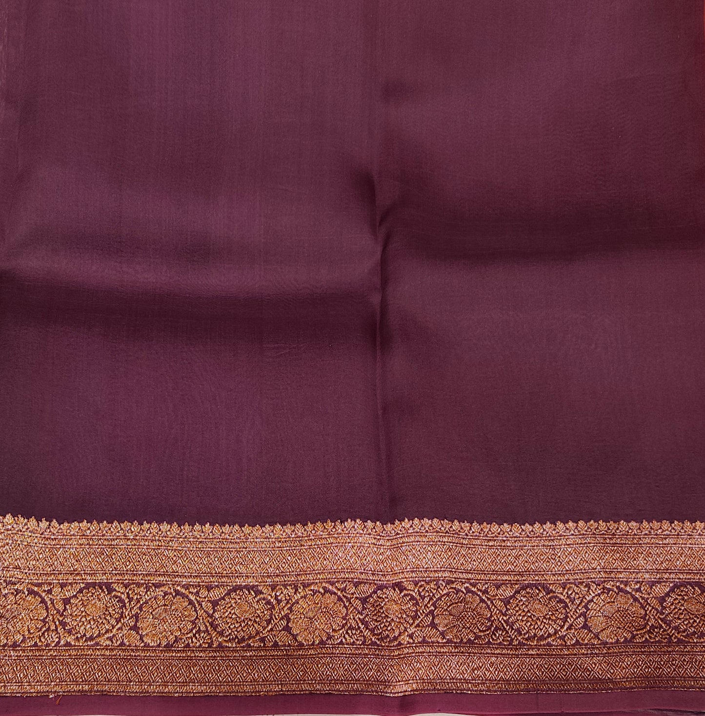 Saffron Kora Banarasi Silk Saree, With Unstiched Blouse