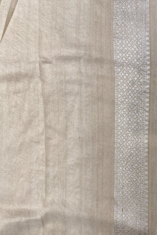 Off-White Tussar Khaddi Handwoven Saree With Meenakari Work, With Unstiched Blouse - Saarang Sarees