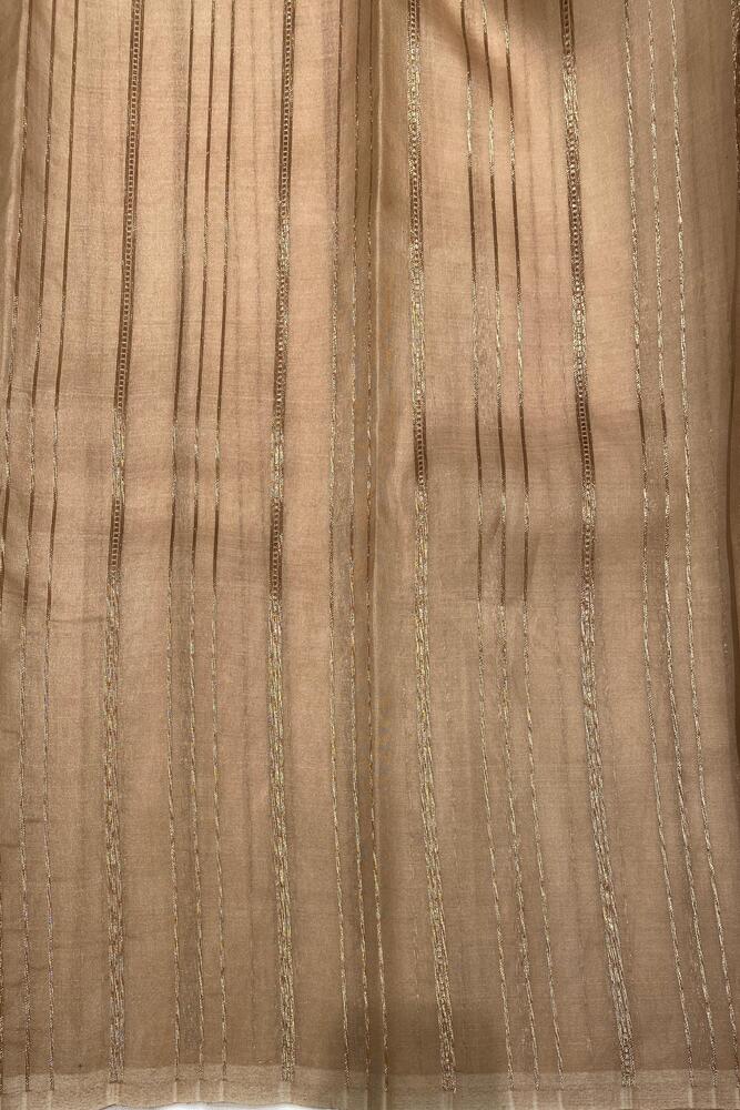 Beige Brocade Kora Banarasi Silk Saree, With Unstiched Blouse