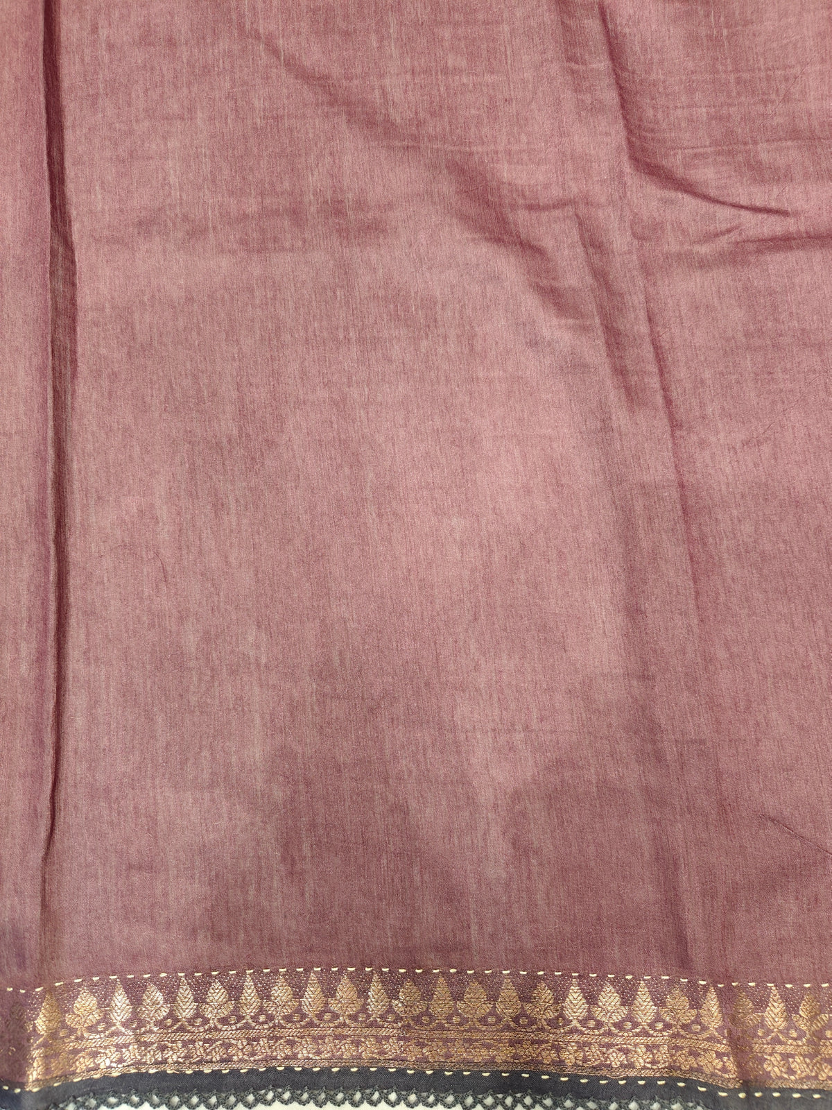 Deep Maroon Munga Silk Printed Saree With Kantha Work, With Unstich Blouse