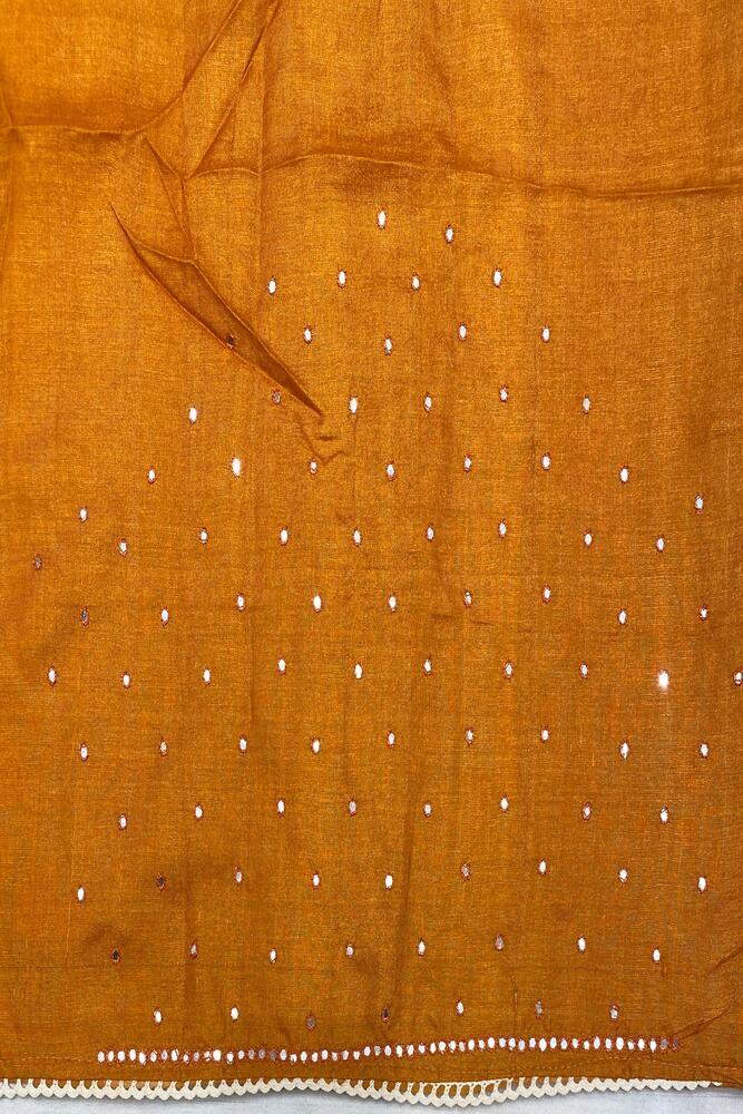 Off-White Tussar Thread Work Saree, With Unstiched Blouse
