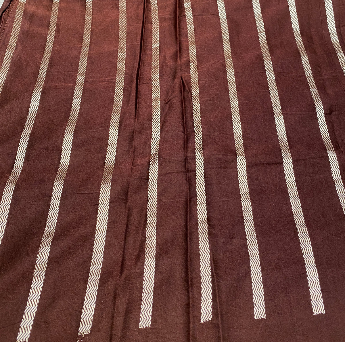 Deep Brown Mashru Silk Banarasi Handloom Saree, With Unstiched Blouse