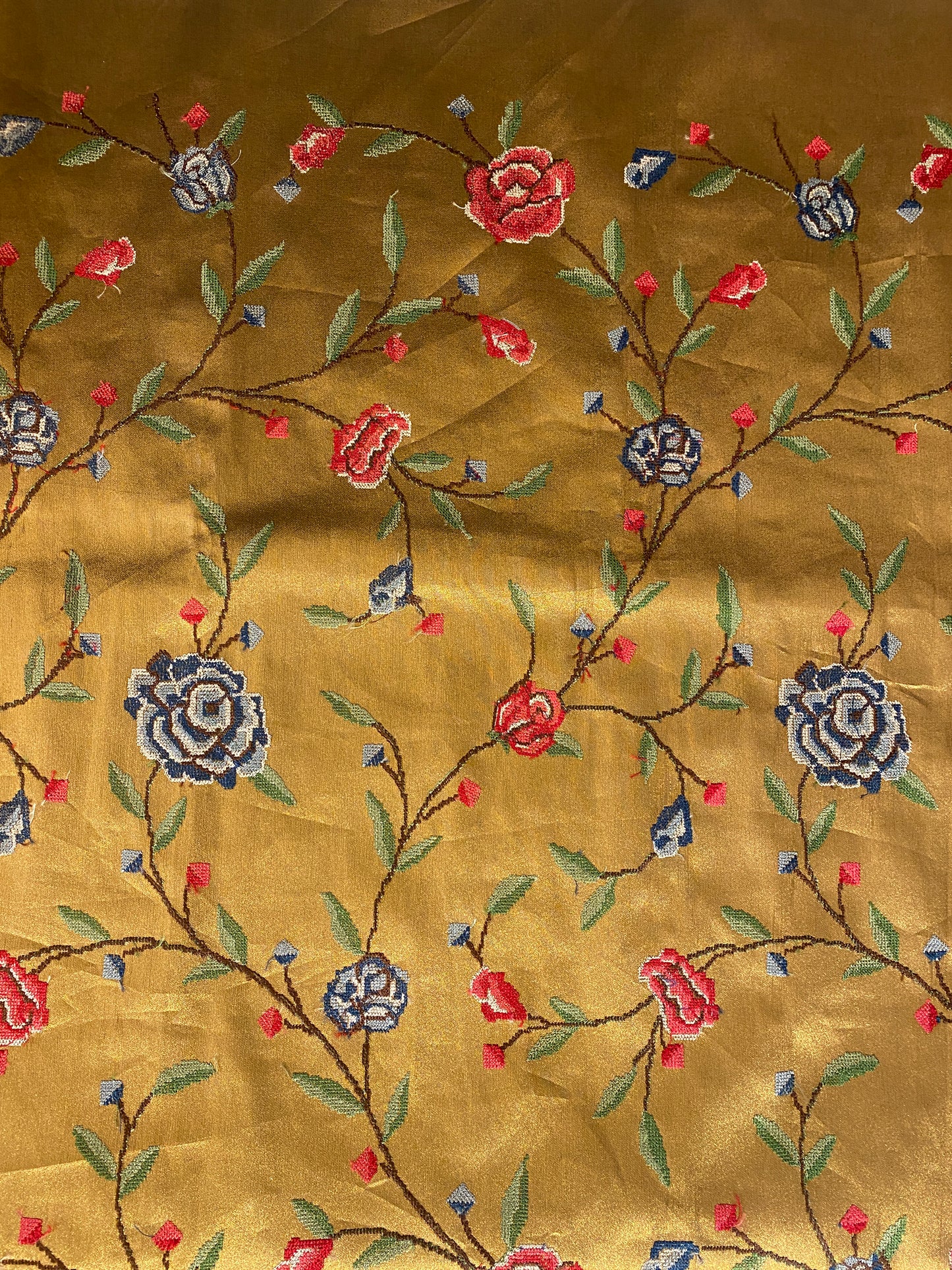 Golden Tissue Embroidery Saree, With Unstiched Blouse