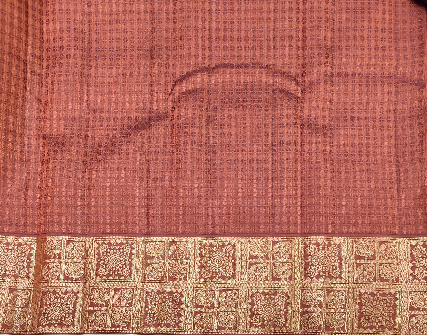 Brown Pure Kanjeevaram Silk Saree, With Unstiched Blouse