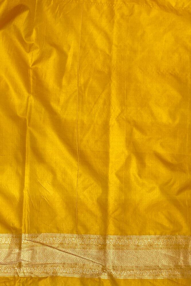 Mustard Yellow & Multi Banarasi Silk Saree With Patola Concept, With Unstiched Blouse
