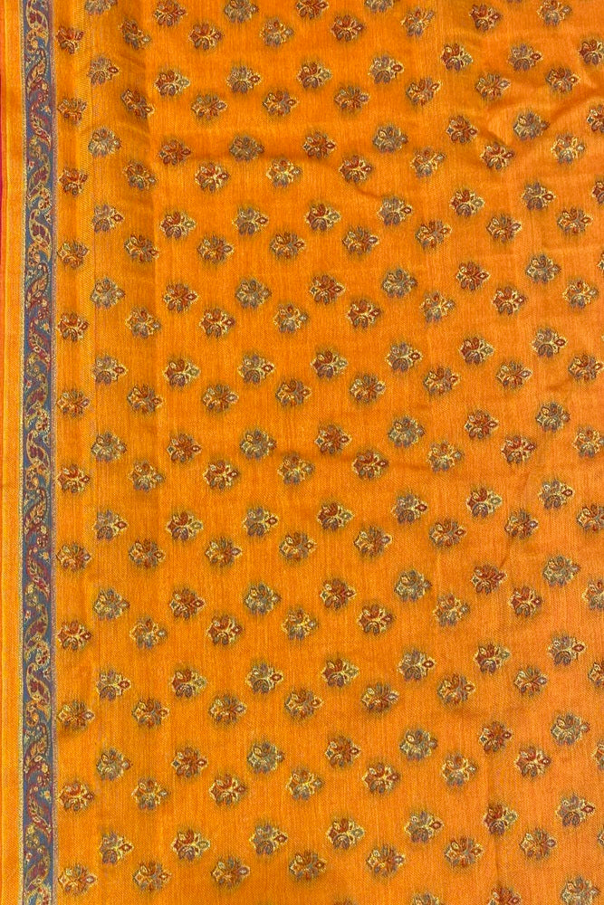 Redish pink Pure Kani Handloom Silk Saree With Floral Woven Unstich Blouse
