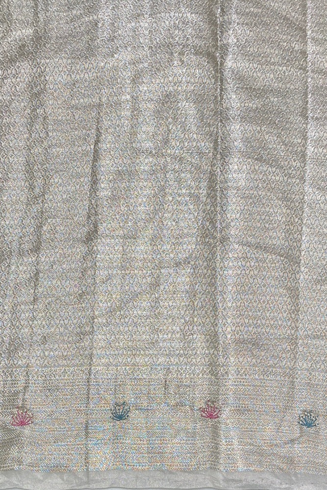 Ivory Pure Tissue Banarasi Saree Organza Border, With Unstich Blouse