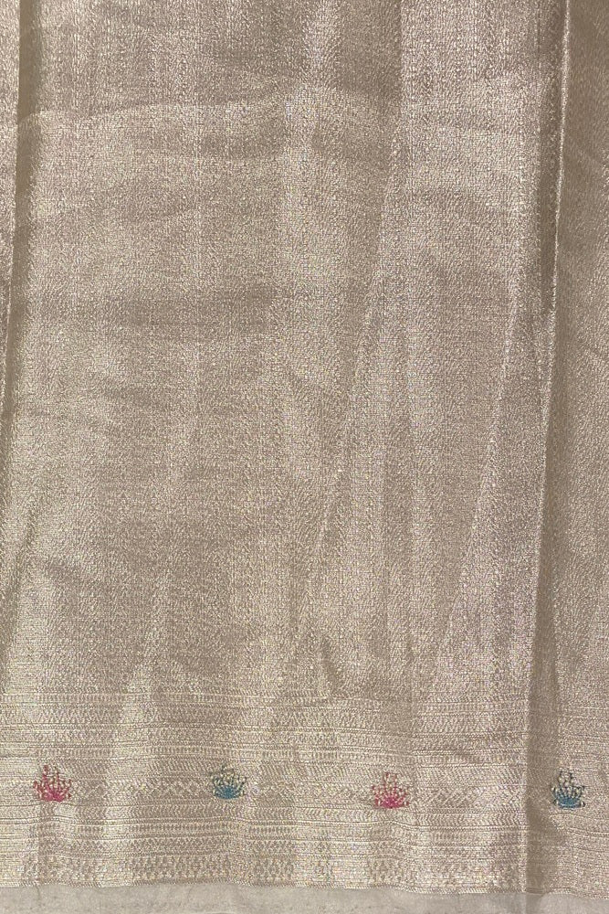 Ivory Pure Tissue Banarasi Saree Organza Border, With Unstich Blouse