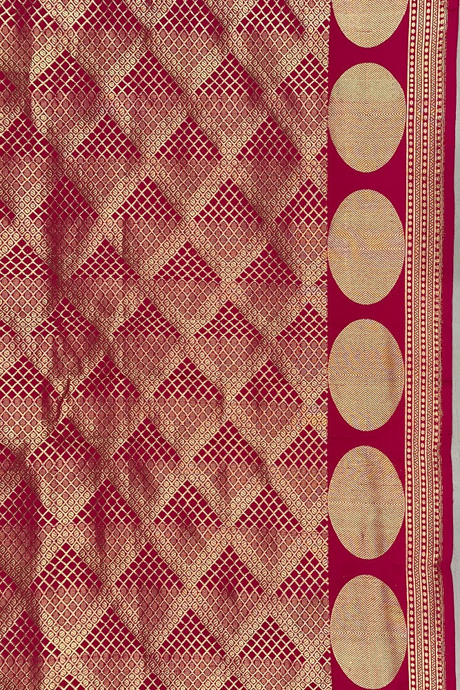 RANI PINK MASHRU KATAN SILK BANARASI KADWA HANDLOOM SAREE