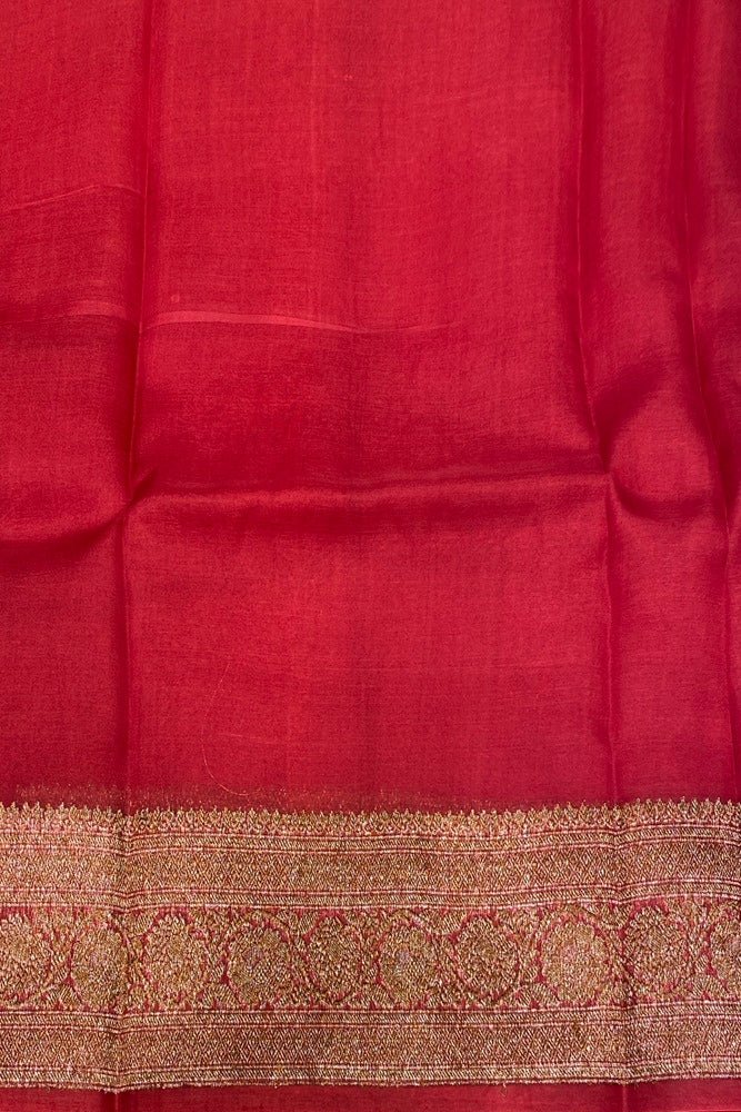 Bottle Green Kora Banarasi Silk Saree, With Unstich Blouse Piece