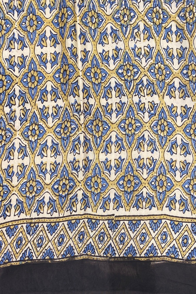 Offwhite Pure Modal Silk Ajrakh Printed Saree With Unstich Blouse