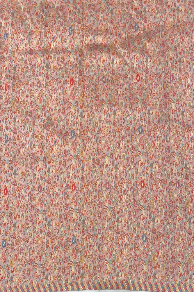 Pink Beig Pure Kani Handloom Silk Saree With Floral Woven Unstich Blouse