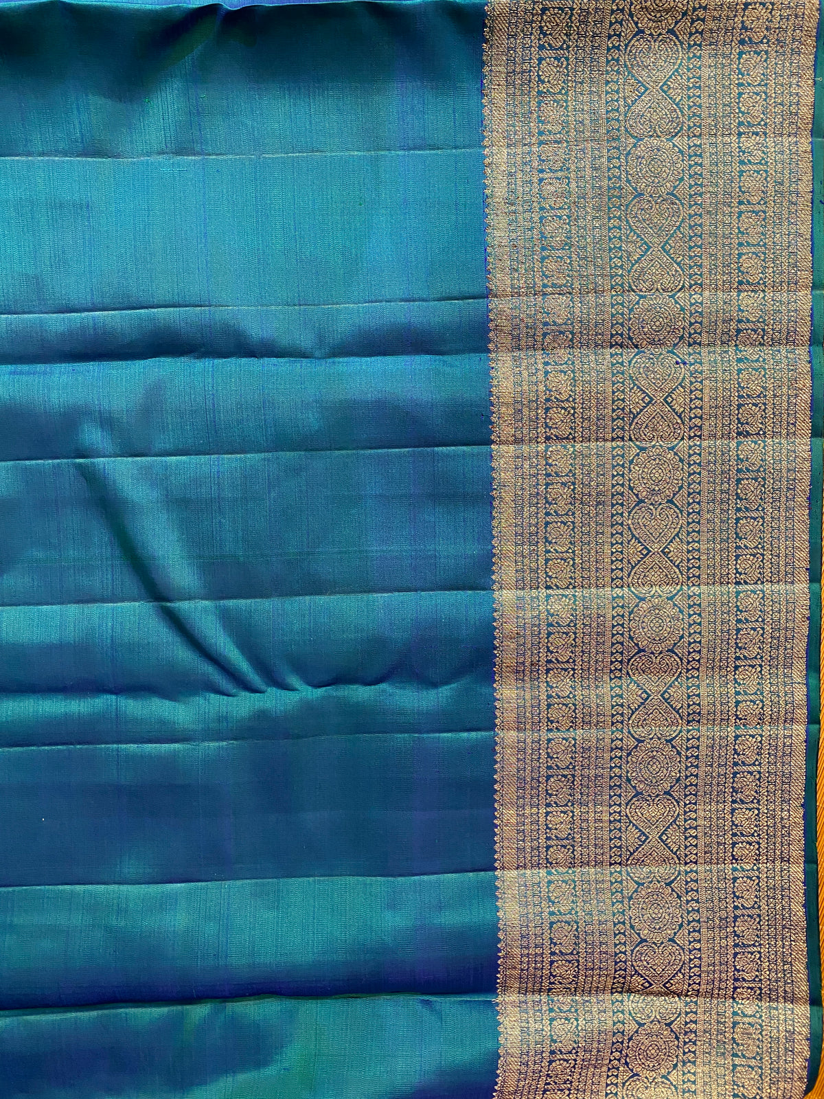 Rama Blue Pure Kanjeevaram Silk Saree, With Unstiched Blouse
