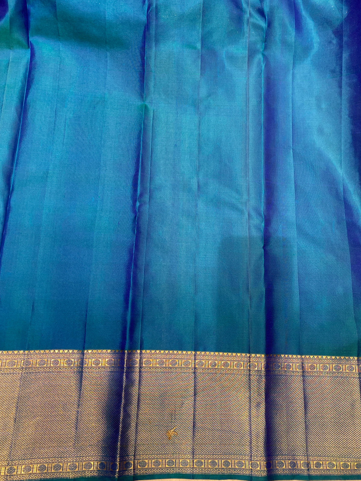 Rama Blue Pure Kanjeevaram Silk Saree, With Unstiched Blouse