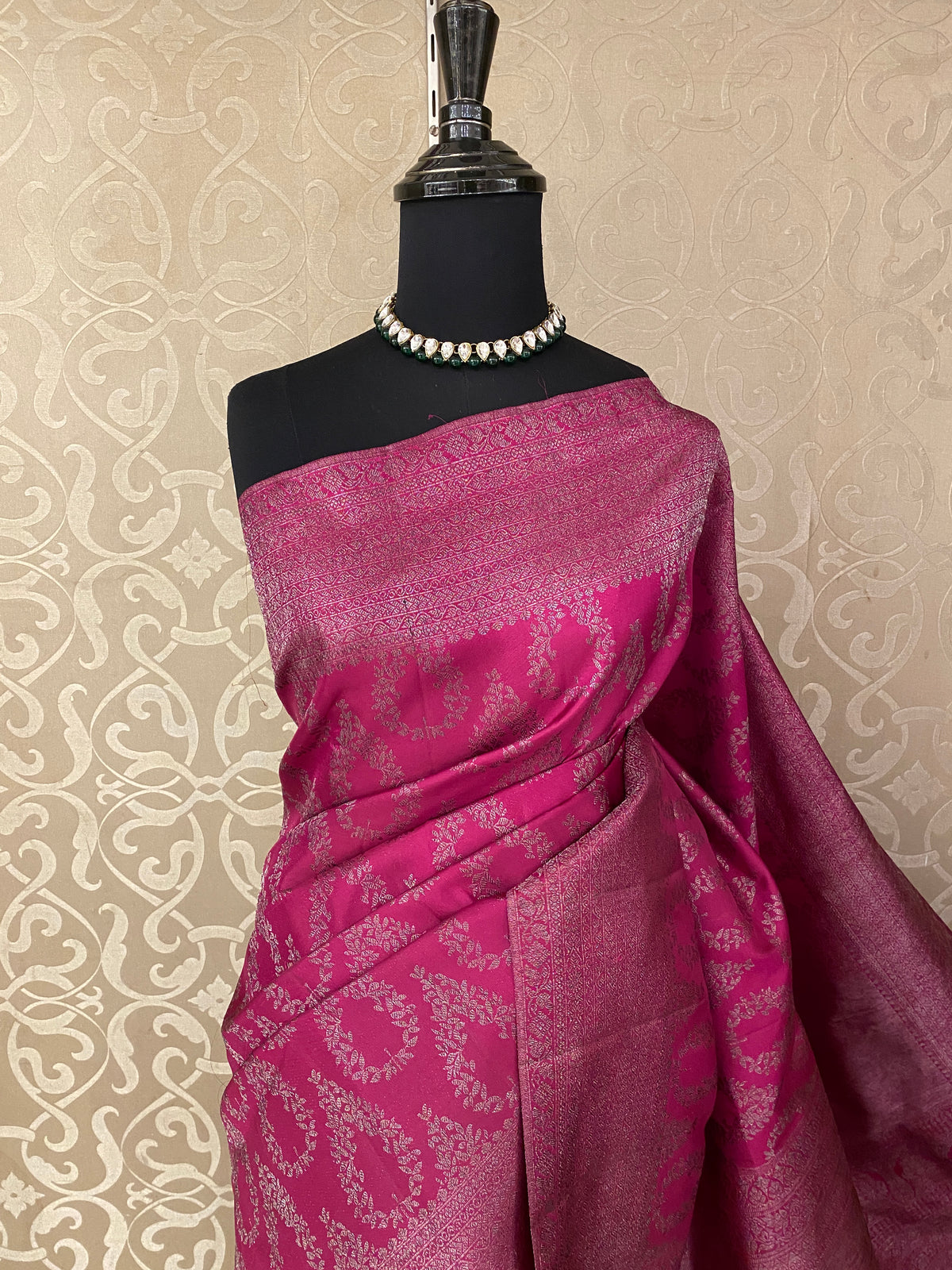 Magenta Pure Kanjeevaram Silk Saree, With Unstiched Blouse