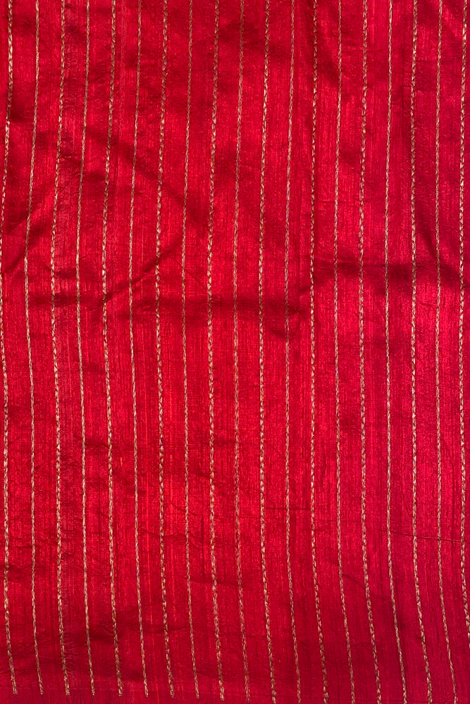 Black Pure Raw Tussar Banarasi Silk Saree With Zari Work, With Unstich Blouse