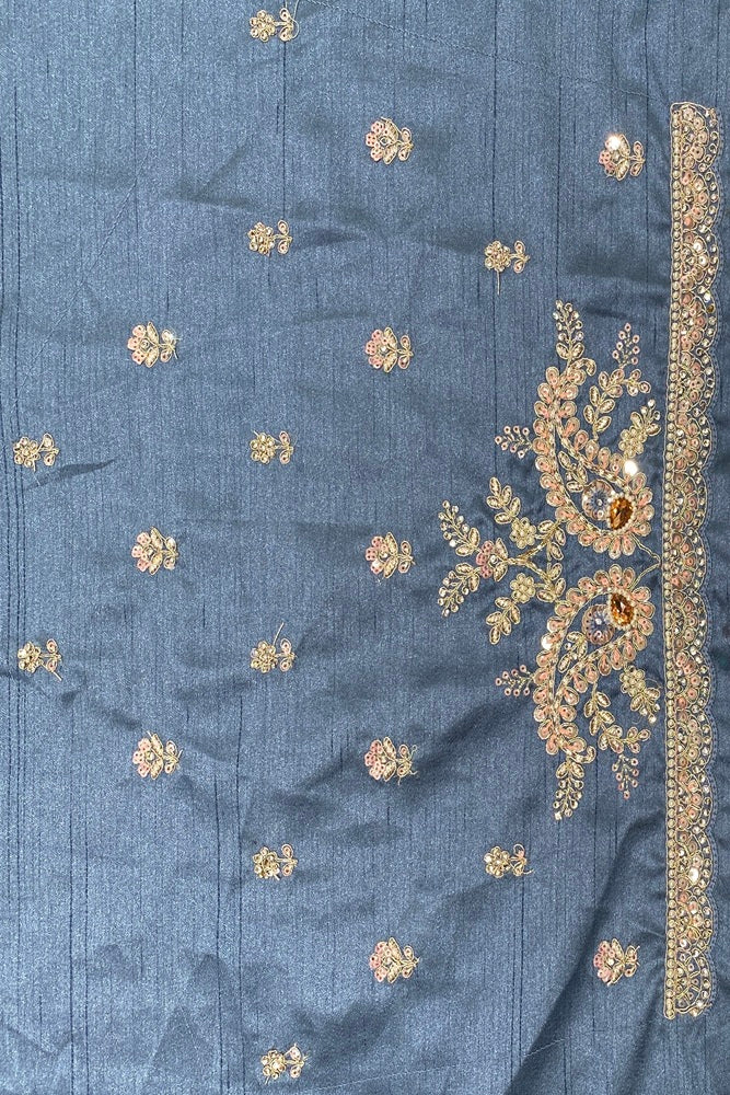 Multi Kanjeevaram Silk Embroidery Saree, With Unstich Blouse