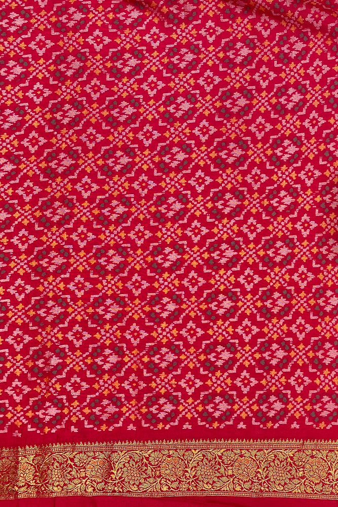 Onion Pink Munga Patola  Silk Saree With Blouse Piece
