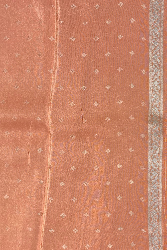 Peach Tissue Banarasi  Silk Saree With Blouse Piece