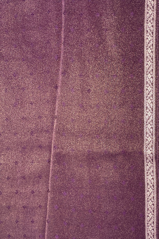 Purple Tissue Banarasi  Silk Saree With Blouse Piece