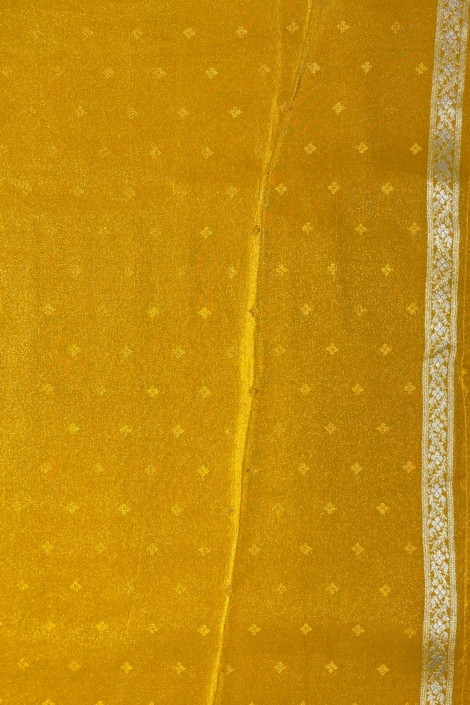 Yellow Tissue Banarasi  Silk Saree With Blouse Piece