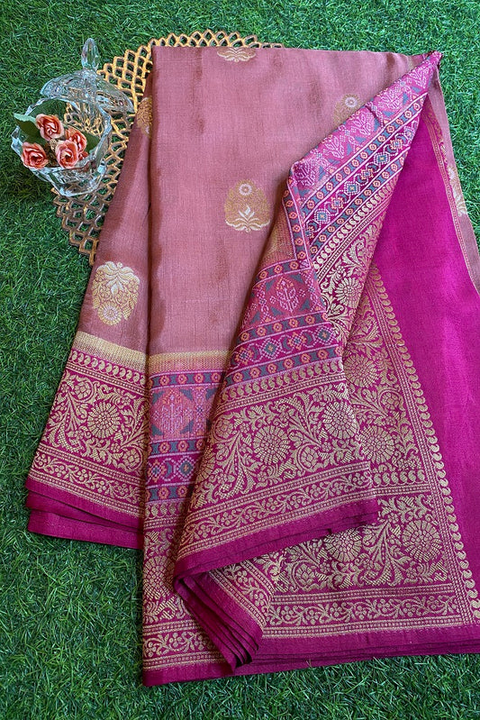 Onion Pink Munga Patola  Silk Saree With Blouse Piece