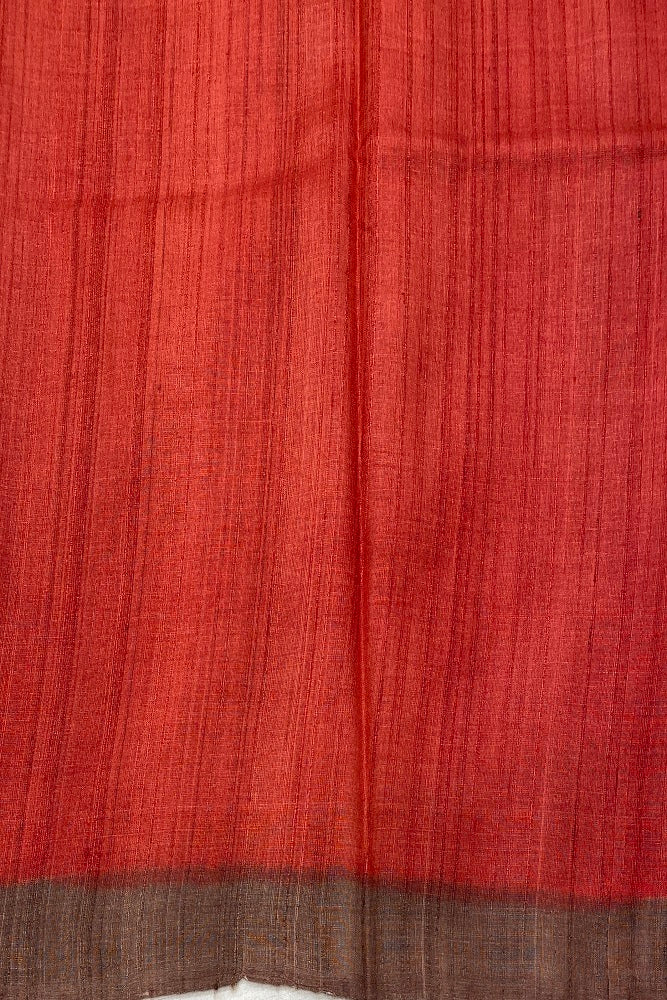 Brownish Grey Tussar Silk Printed Saree, With Unstiched Blouse