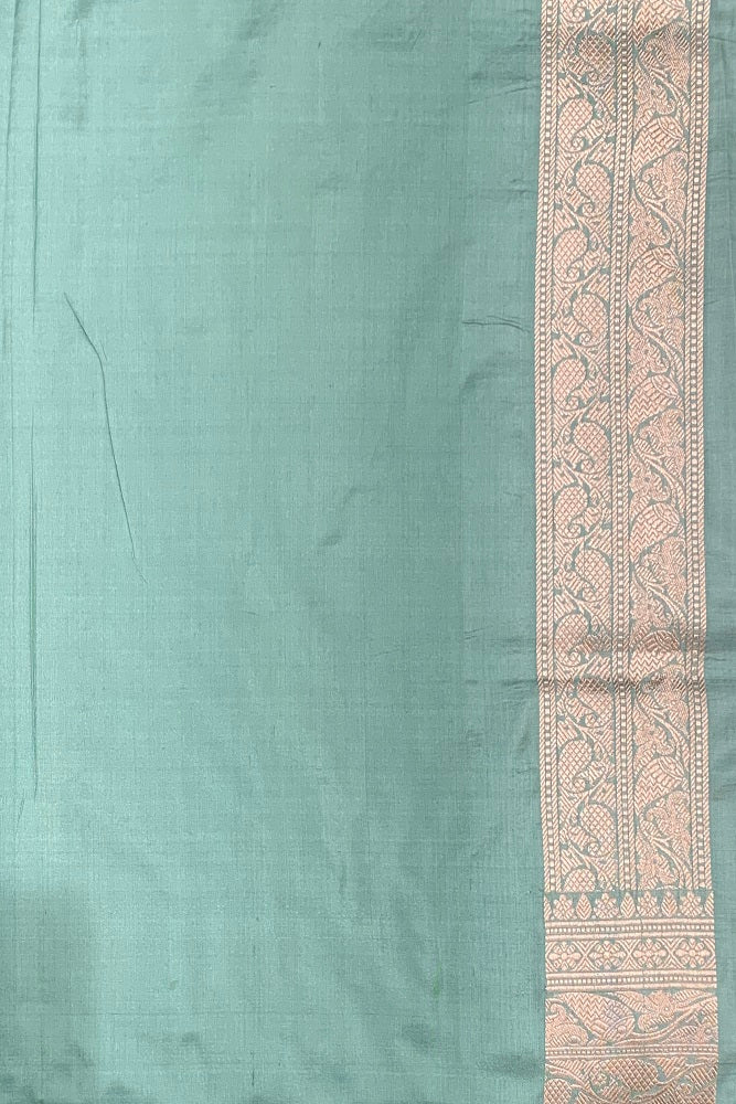 SOFT BLUE UPPADA SILK SAREE WEAVING BUTAS AND BORDER WITH BLOUSE