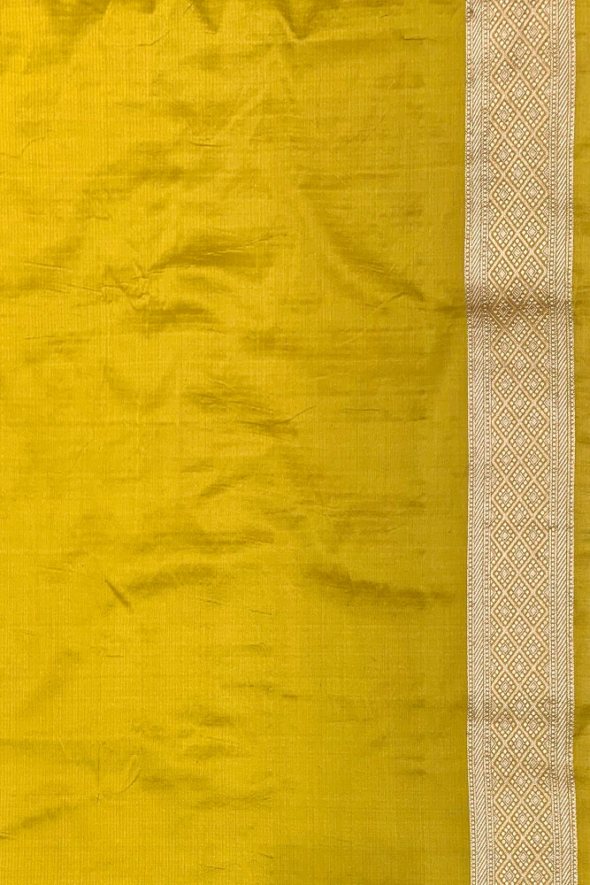YELLOW UPPADA SILK SAREE WEAVING BUTAS AND BORDER WITH BLOUSE