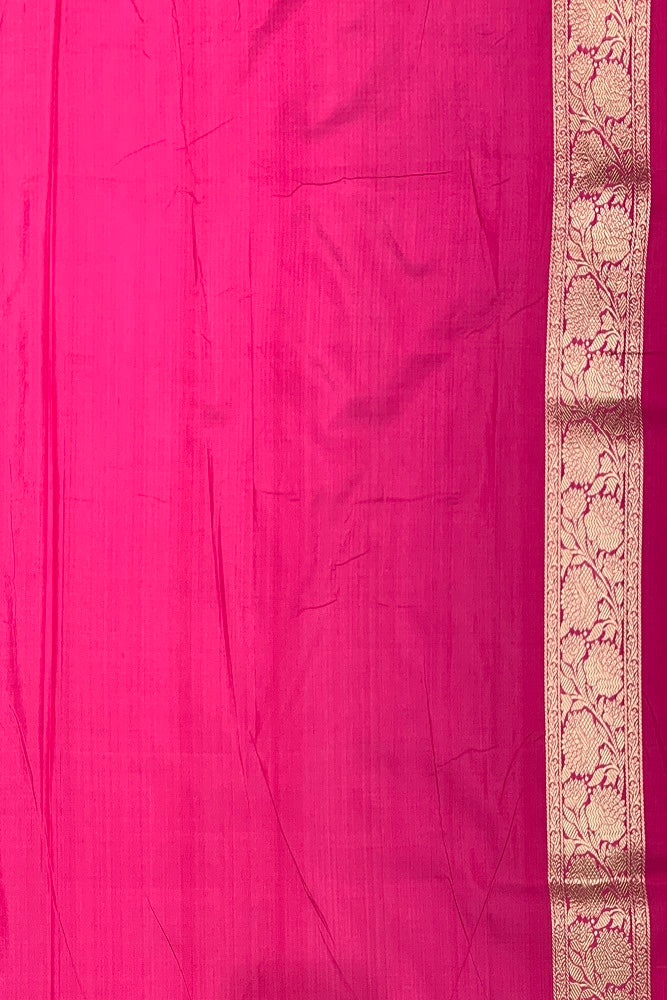 MAGENTA PINK UPPADA SILK SAREE WEAVING BUTAS AND BORDER WITH BLOUSE