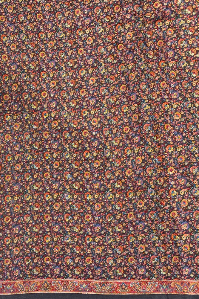 Black Pure Kani Handloom Silk Saree With Floral Woven Blouse