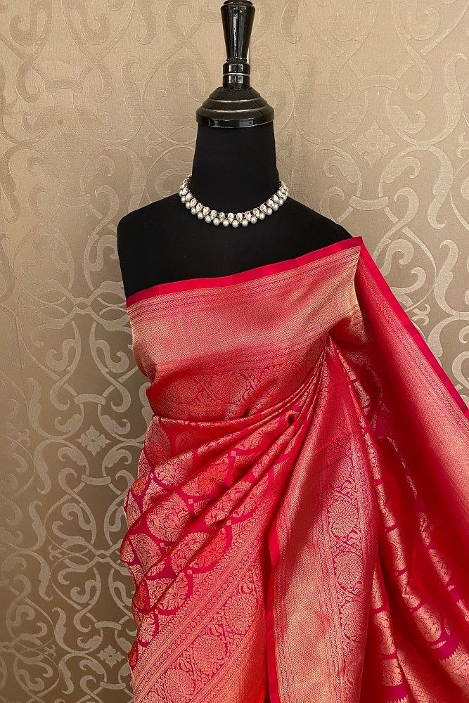 Golden Rani Pure Kanjeevaram Silk Saree, With Unstiched Blouse