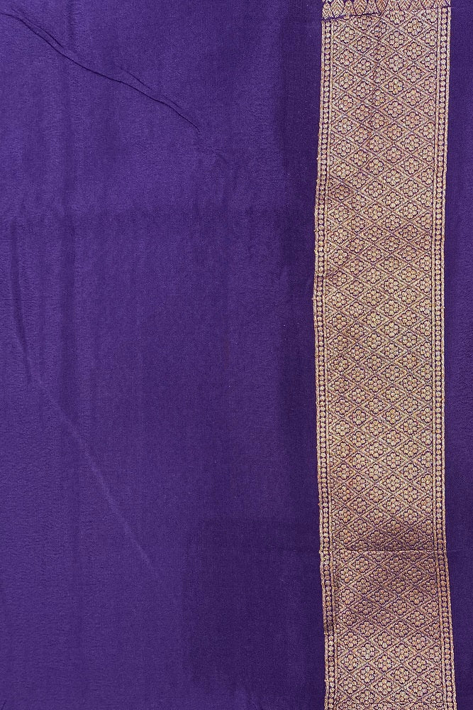 Purple Brocket Crepe Silk Party Wear Saree, With Unstitched Blouse