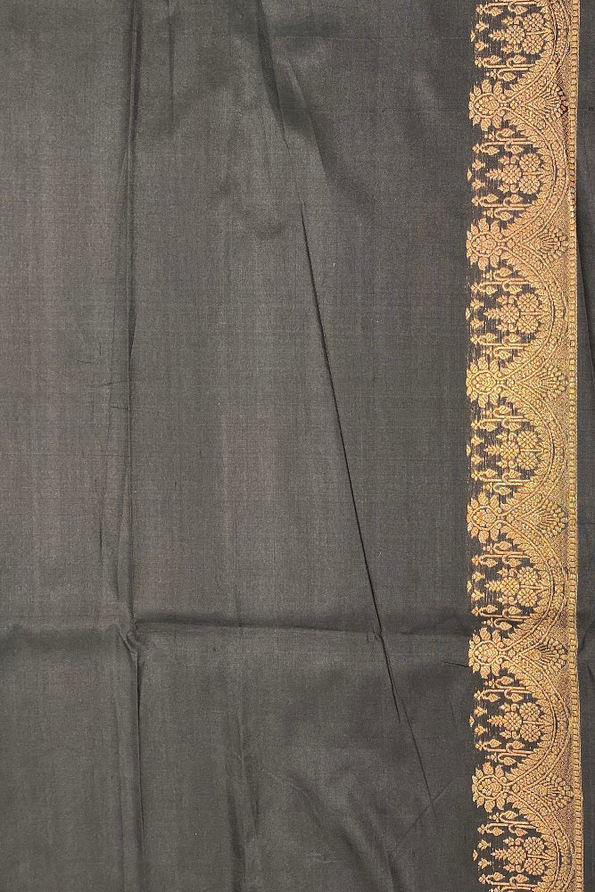 Black Katan Silk Banarasi Hand Weaving Saree With Blouse