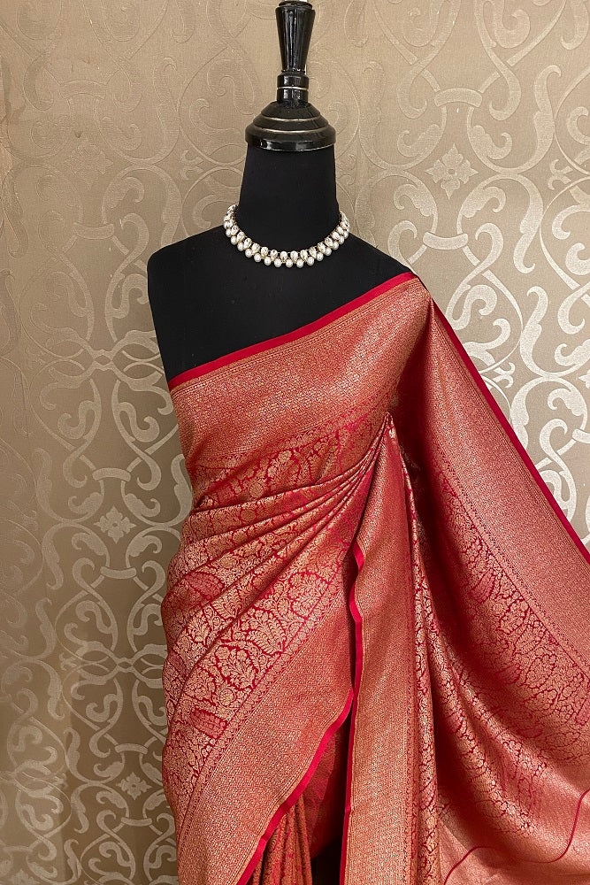 Magenta Brocket Crepe Silk Party Wear Saree, With Unstitched Blouse