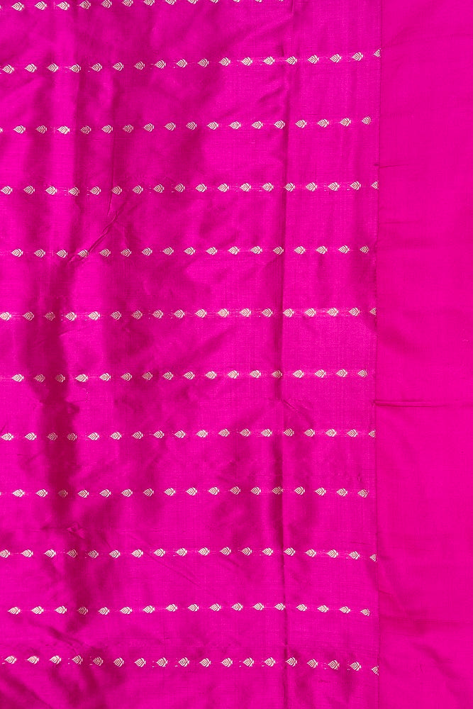 Orange pink Katan Silk Banarasi Hand Weaving Saree With Blouse