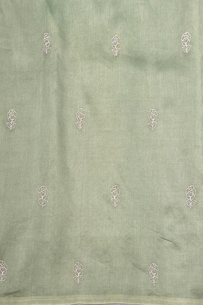 Multi Organza Silk Hand Embroidery Work Saree, With Unstiched Blouse