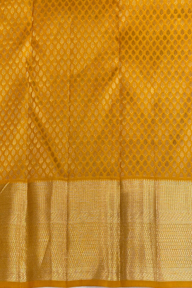 Mustard Yellow Pure Kanjeevaram Silk Saree, With Unstiched Blouse