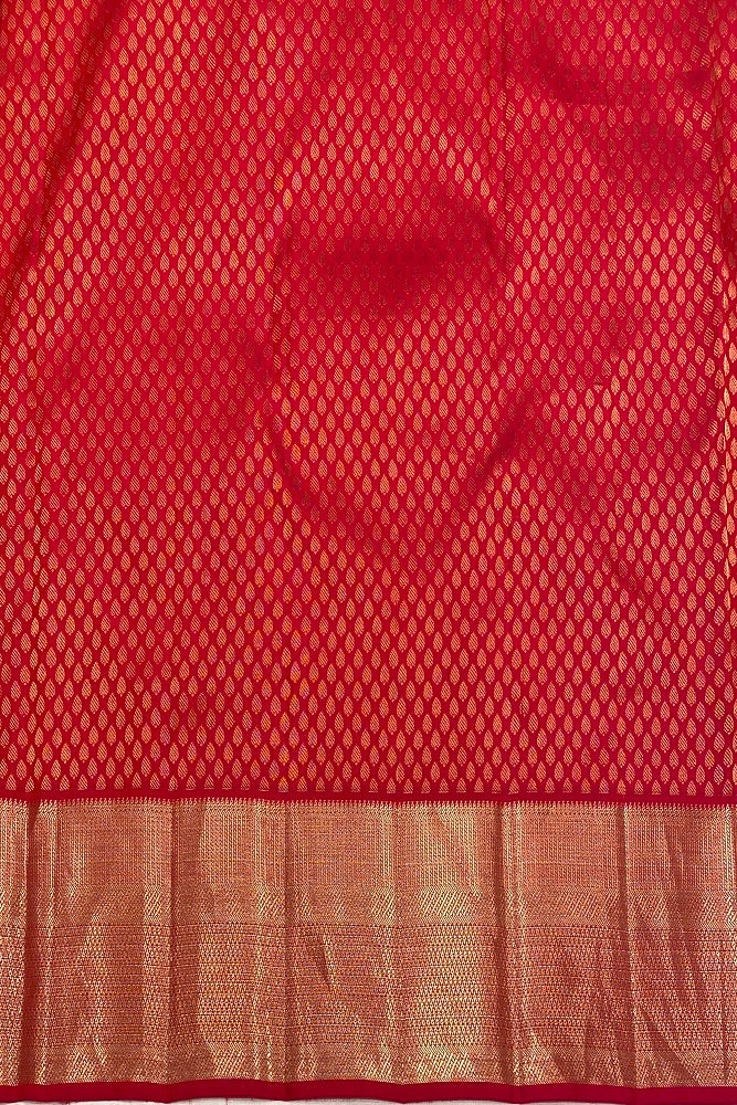 Red Pure Kanjeevaram Silk Saree, With Unstiched Blouse