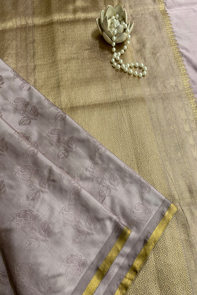 MAUVE KADIYAL BANARASI SILK SAREE WITH HAND INTERWOVEN