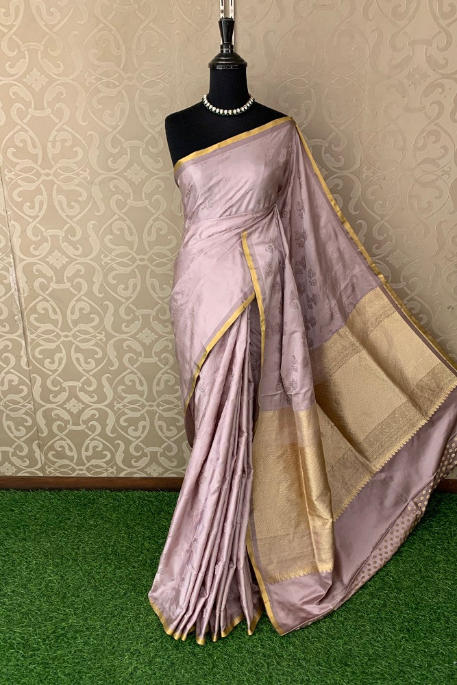 MAUVE KADIYAL BANARASI SILK SAREE WITH HAND INTERWOVEN