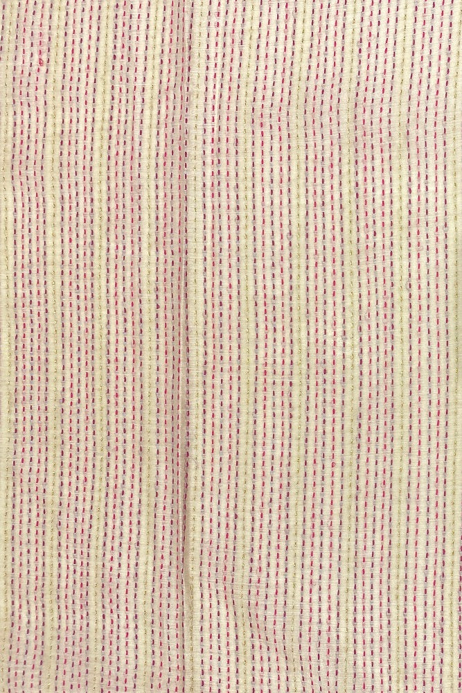 Magenta Munga Banarasi Silk Printed Saree With Resham Work, With Unstiched Blouse