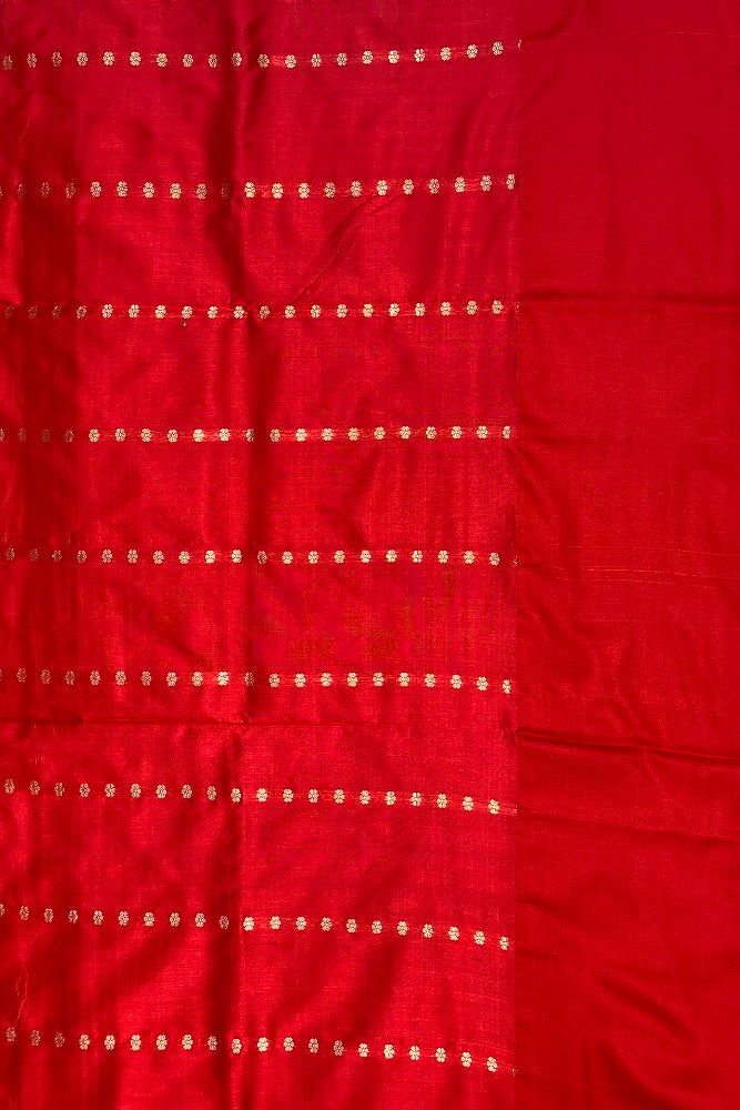 Green & Red Katan Silk Banarasi Hand Weaving Saree With Blouse