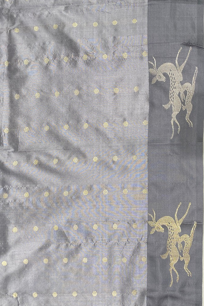 Olive Green Katan Silk Banarasi Hand Weaving Saree With Blouse