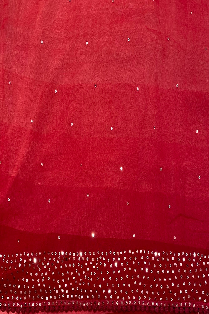 Multi Georgette Stripe Printed Saree With Sequence Work, Unstitched Blouse